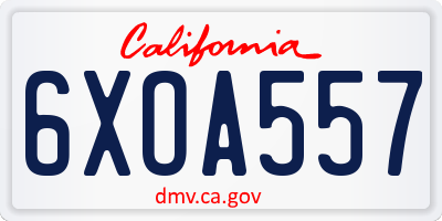 CA license plate 6XOA557