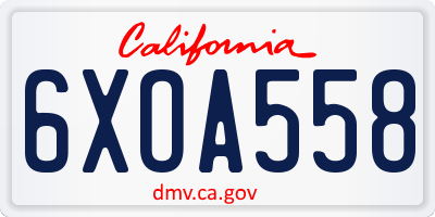 CA license plate 6XOA558