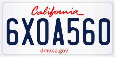 CA license plate 6XOA560