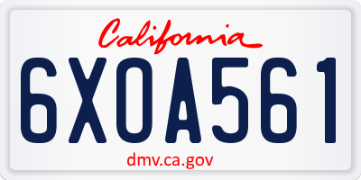 CA license plate 6XOA561