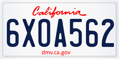 CA license plate 6XOA562