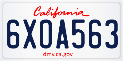 CA license plate 6XOA563