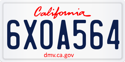 CA license plate 6XOA564