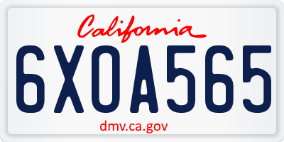 CA license plate 6XOA565
