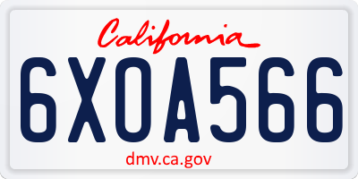 CA license plate 6XOA566
