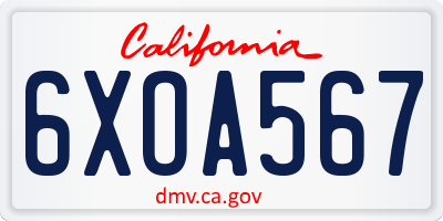 CA license plate 6XOA567