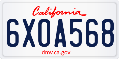 CA license plate 6XOA568