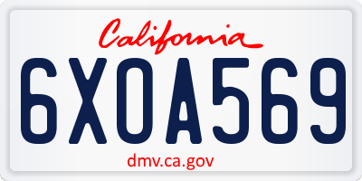 CA license plate 6XOA569