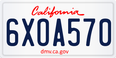 CA license plate 6XOA570