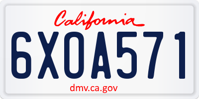 CA license plate 6XOA571