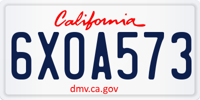 CA license plate 6XOA573