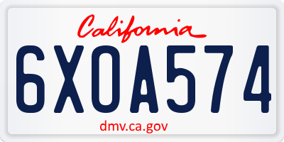 CA license plate 6XOA574
