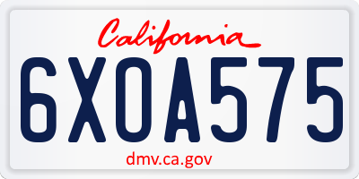 CA license plate 6XOA575