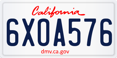 CA license plate 6XOA576