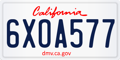 CA license plate 6XOA577