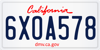 CA license plate 6XOA578