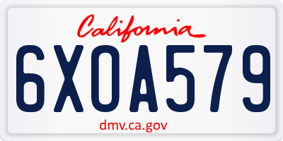 CA license plate 6XOA579