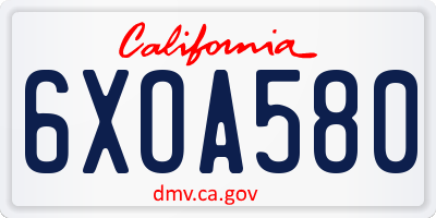 CA license plate 6XOA580