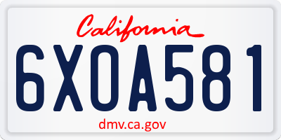 CA license plate 6XOA581