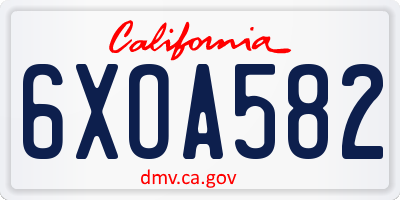 CA license plate 6XOA582