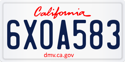 CA license plate 6XOA583