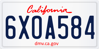 CA license plate 6XOA584