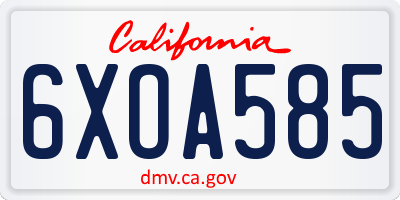 CA license plate 6XOA585