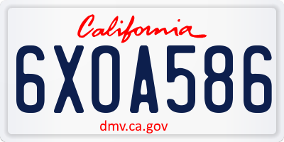 CA license plate 6XOA586