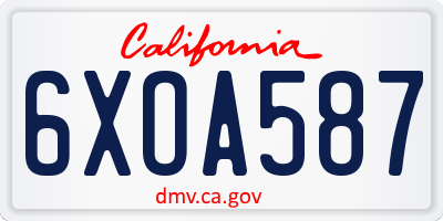 CA license plate 6XOA587