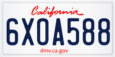 CA license plate 6XOA588