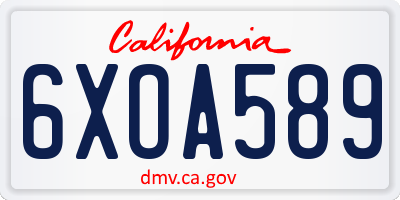 CA license plate 6XOA589
