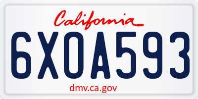 CA license plate 6XOA593