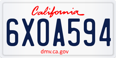 CA license plate 6XOA594
