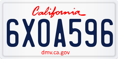 CA license plate 6XOA596