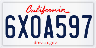 CA license plate 6XOA597