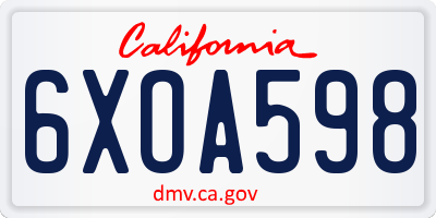 CA license plate 6XOA598