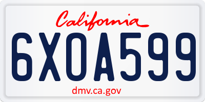 CA license plate 6XOA599