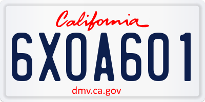 CA license plate 6XOA601