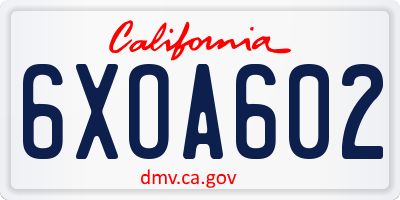 CA license plate 6XOA602