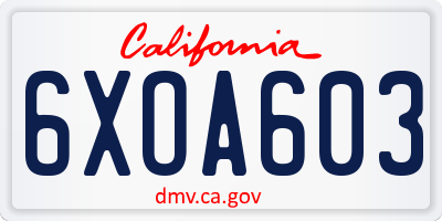 CA license plate 6XOA603