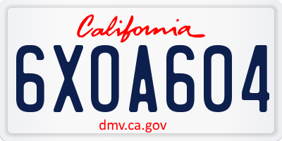 CA license plate 6XOA604