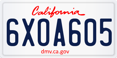 CA license plate 6XOA605