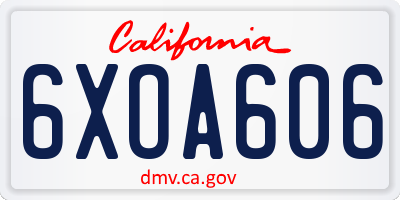 CA license plate 6XOA606
