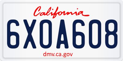 CA license plate 6XOA608