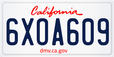 CA license plate 6XOA609