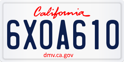 CA license plate 6XOA610