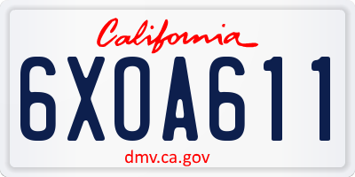 CA license plate 6XOA611