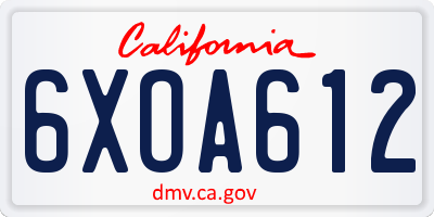 CA license plate 6XOA612