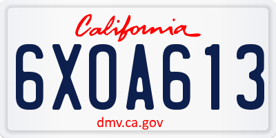 CA license plate 6XOA613