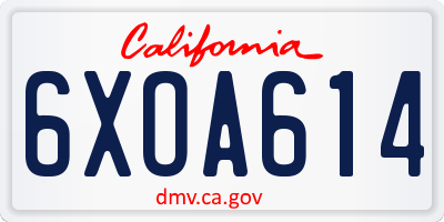 CA license plate 6XOA614